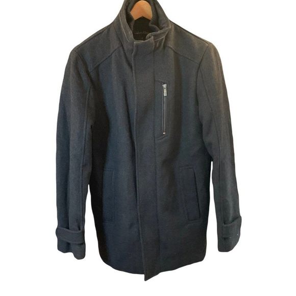 Calvin Klein Other - Calvin Klein Men's Dark Charcoal Black Wool Coat Jacket Size Small